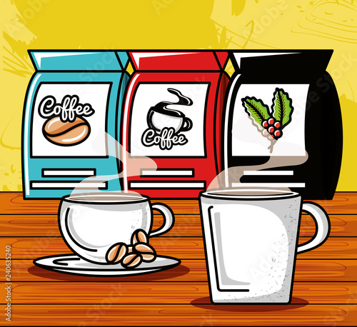 bags and delicious cups of coffee