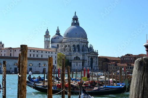 Grand canal and Basilica de Santa Maria della Salute Beautiful colorful city of Venice, Italy, Old Cathedral