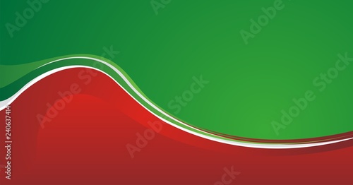 Red, Green and White abstract wavy background with blank space 