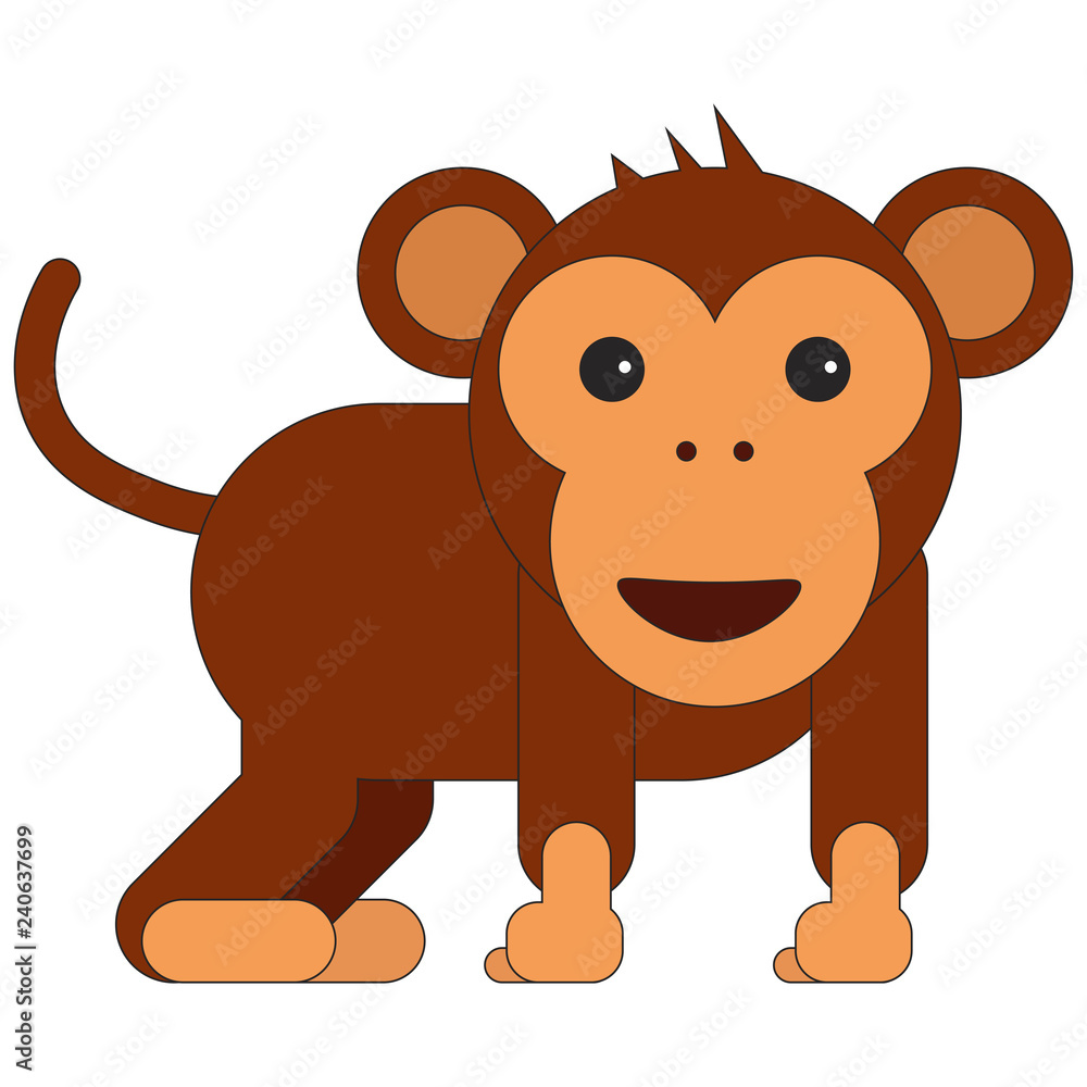 Obraz premium Monkey in cartoon flat style