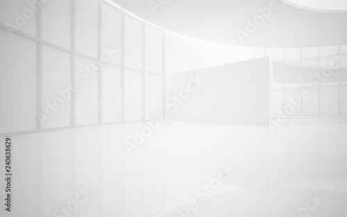 Obraz na płótnie Abstract white interior multilevel public space with window. 3D illustration and rendering. w salonie