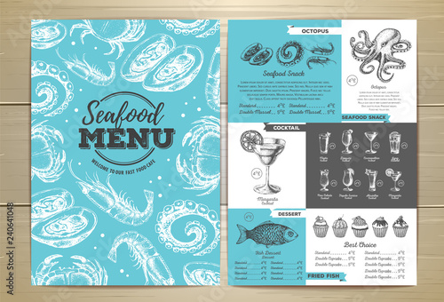 Vintage seafood menu design