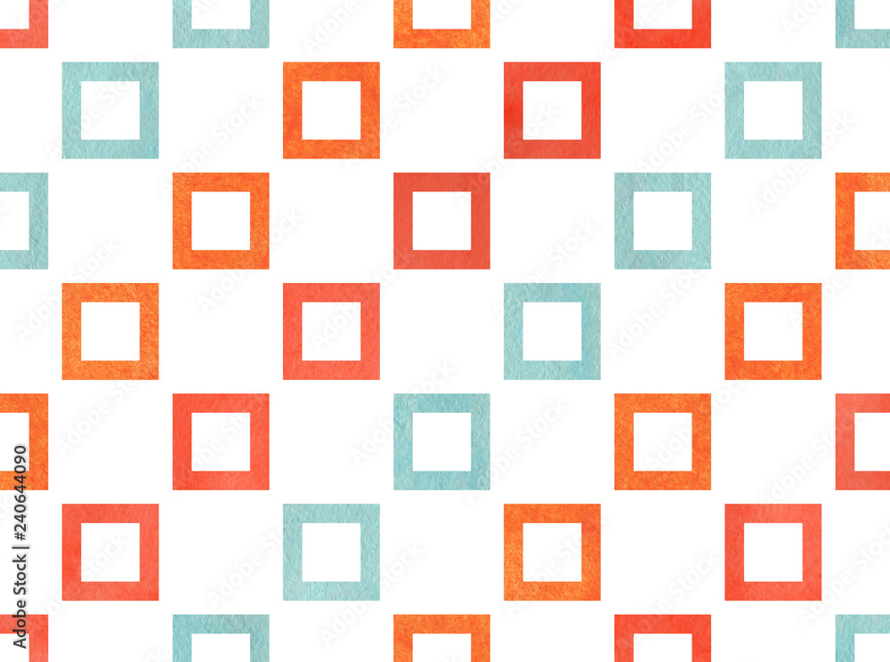 Watercolor square pattern. Watercolor square pattern.