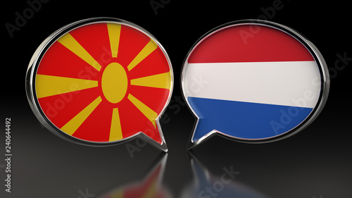Free Download Macedonia and Netherlands flags with Speech Bubbles. 3D illustration - GFXLoad