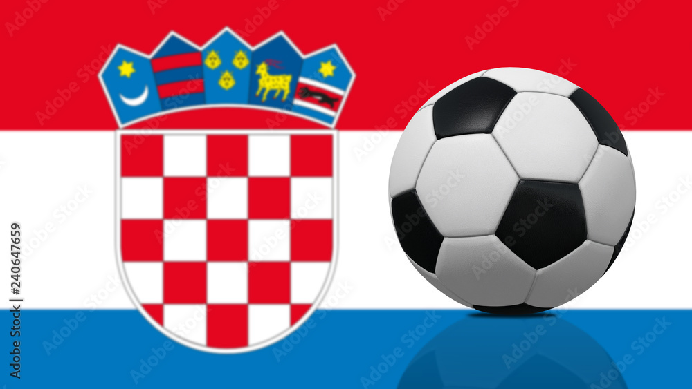Realistic soccer ball on Croatia flag background. Realistic soccer ball on Croatia flag background.