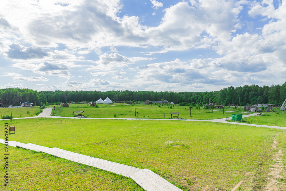Panoramic view of Ethnomir Park. ethnographic and amusement park-museum.