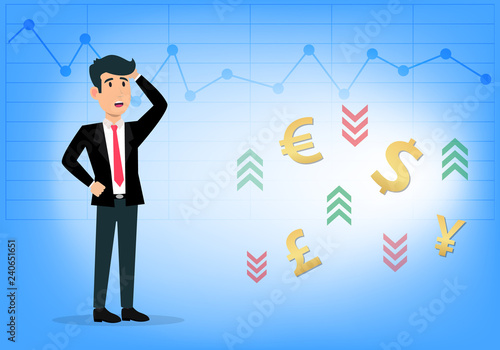 Businessman with rising market values