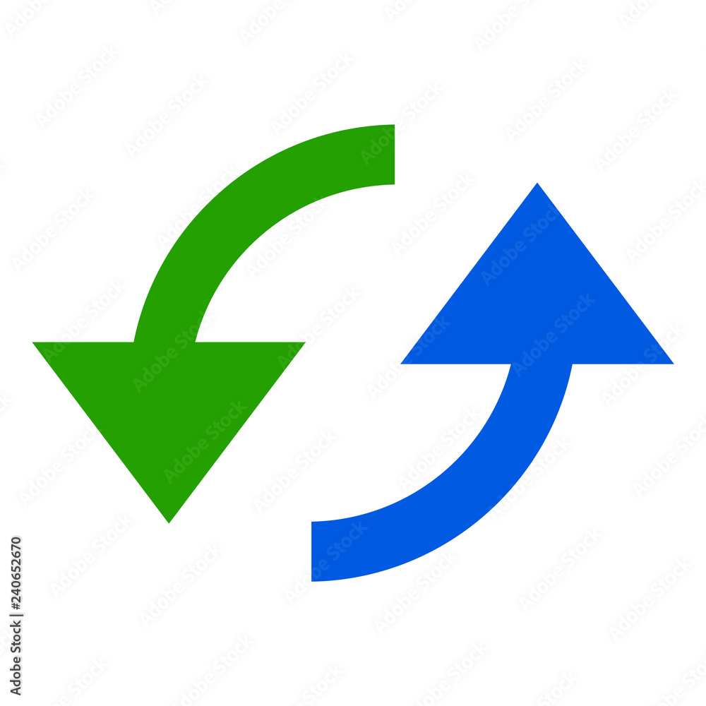 Sync arrows vector illustration on a white background. An isolated flat icon illustration of sync arrows with nobody. Sync arrows vector illustration on a white background. An isolated flat icon illustration of sync arrows with nobody.