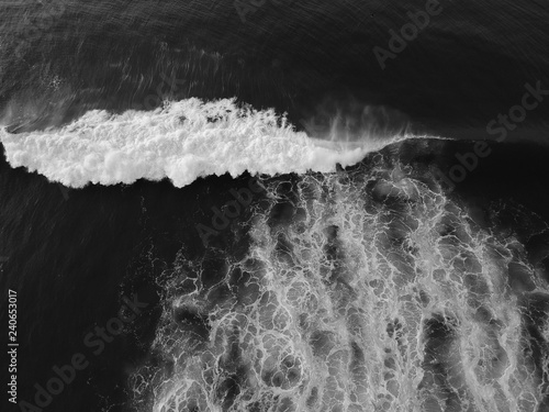 Aerial view of huge ocean wave. Drone Photo