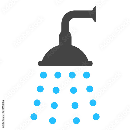 Water shower vector icon on a white background. An isolated flat icon illustration of water shower with nobody.