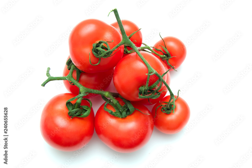 Cherry tomatoes isolated on white background.