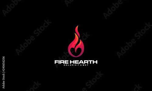 Hearth Fire logo designs concept, Fire Love logo designs template, Fire and love logo symbol - Vector