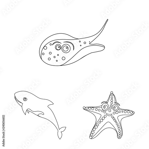Vector design of sea and animal icon. Collection of sea and marine stock vector illustration.