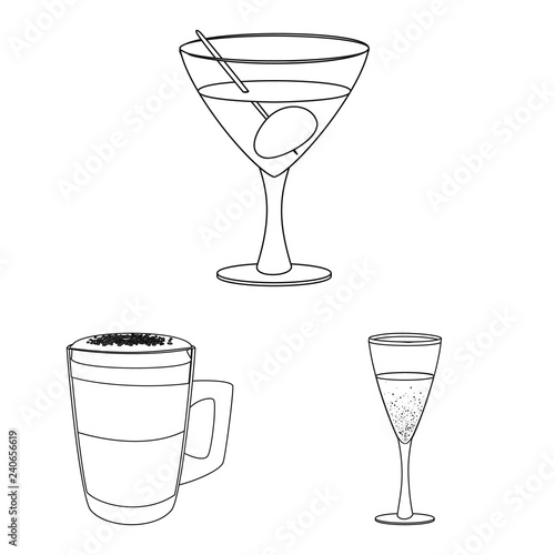Vector design of drink and bar sign. Collection of drink and party stock vector illustration.