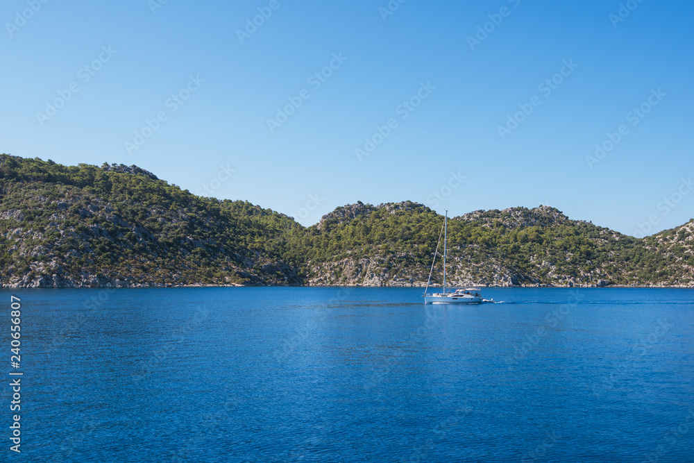 Sea, near ruins of the ancient city on the Kekova island, Turkey