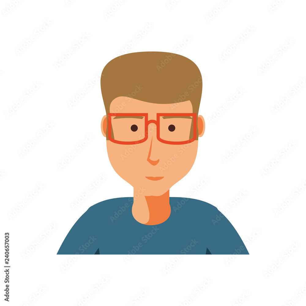 young man with eyeglasses avatar character