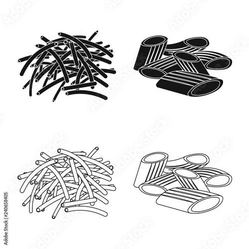 Isolated object of pasta and carbohydrate logo. Collection of pasta and macaroni stock vector illustration.