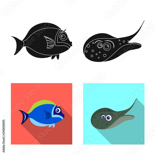 Isolated object of sea and animal logo. Collection of sea and marine stock symbol for web.
