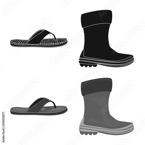 Isolated object of shoe and footwear logo. Collection of shoe and foot vector icon for stock.