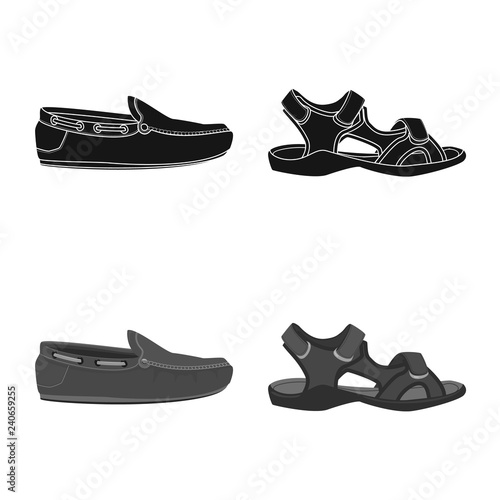 Isolated object of shoe and footwear symbol. Set of shoe and foot vector icon for stock.