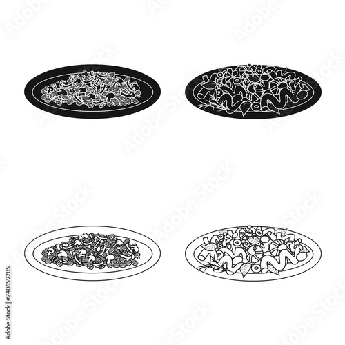 Vector design of pasta and carbohydrate icon. Set of pasta and macaroni stock symbol for web.