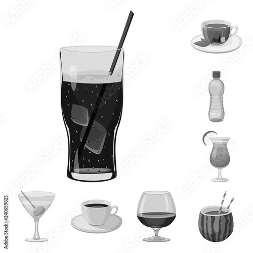 Isolated object of drink and bar logo. Set of drink and party stock vector illustration.