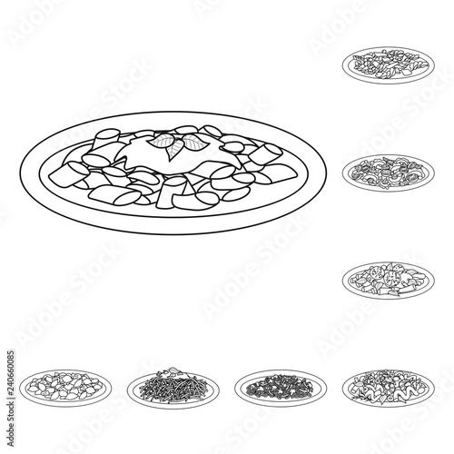 Vector illustration of pasta and carbohydrate logo. Collection of pasta and macaroni vector icon for stock.