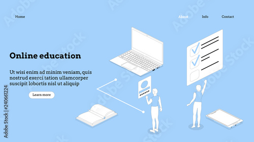 Landing page template. Programming course modern flat design isometric concept. Landing page template for online course. Conceptual isometric vector illustration for web and graphic design.