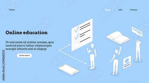 Landing page template. Programming course modern flat design isometric concept. Landing page template for online course. Conceptual isometric vector illustration for web and graphic design.