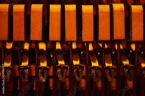 Hammers and strings inside piano. photo