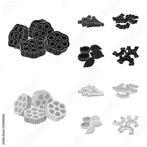 Isolated object of pasta and carbohydrate logo. Collection of pasta and macaroni vector icon for stock.