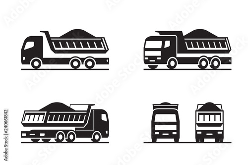 Dump truck in different perspective - vector illustration