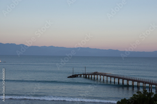 Views of Bucerias Bay at Dusk with the setting sun near Punta de Mita  Mexico