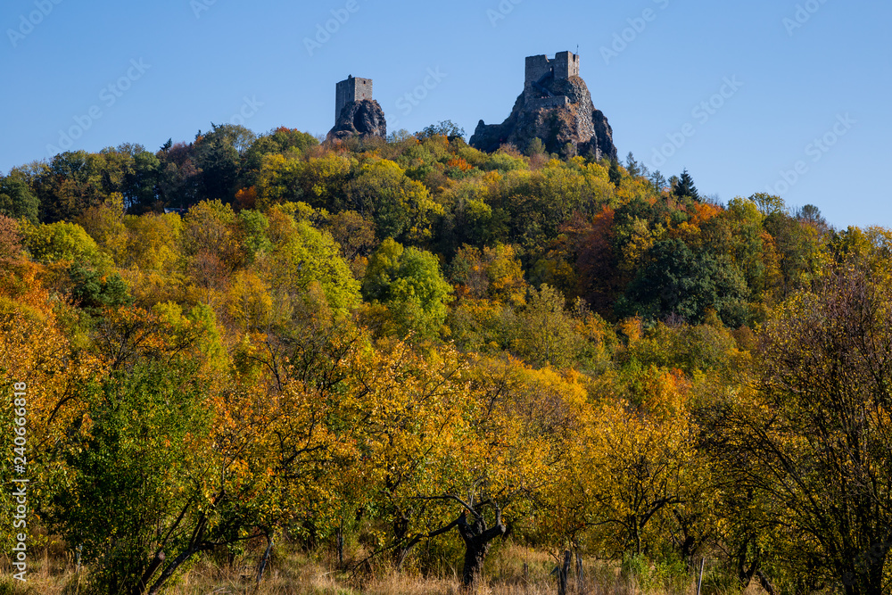 Ruins of medieval Trosky Castle in Bohemia