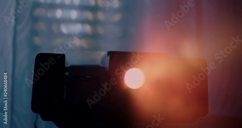 Close up of old photo slide projector