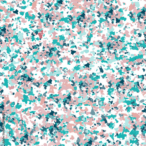 Terrazzo flooring textured surface modern abstract pattern. Vector seamless abstract repeat with chips of marble or granite in soft pastel  colors.