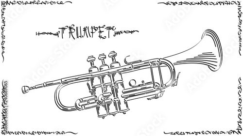 Vector abstract illustration drawing of trumpet.
