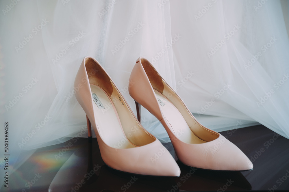 beautiful shoes of the bride. Wedding accessories. beautiful shoes of the bride. Wedding accessories.