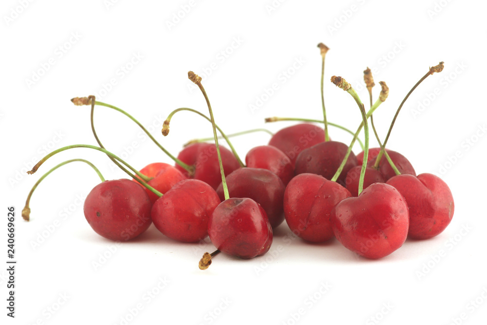 red cherries on white background red cherries on white background