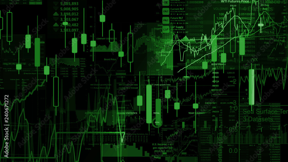 3D rendering of stock indexes in virtual space. Economic growth, recession 3D rendering of stock indexes in virtual space. Economic growth, recession