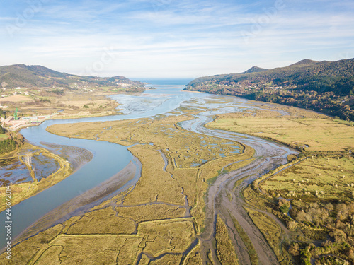 aerial view of urdaibai marshland in basque country