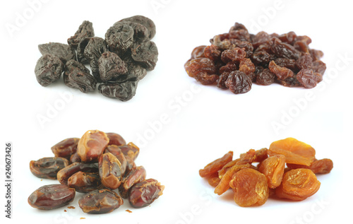 dried fruits isolated on white background
