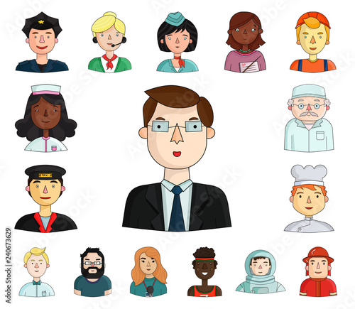 People of different professions cartoon icons in set collection for design. Worker and specialist vector symbol stock web illustration.