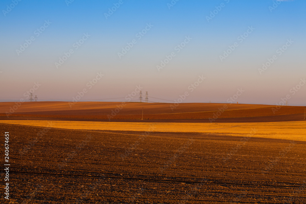 Autumn landscape with agricultural land,Czech Republic.