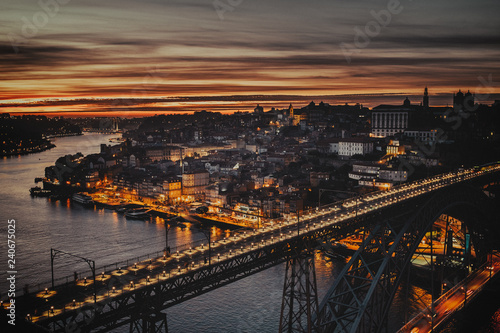 Sunset over Porto cityscape