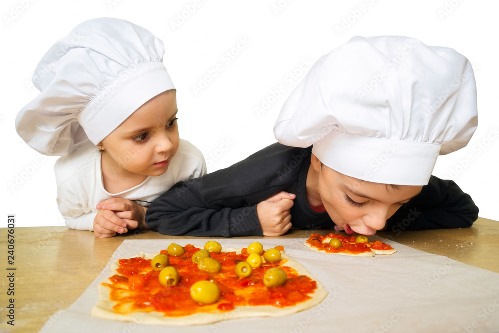 funny happy caucasian girl preparing pizzas to baking in kitchen funny happy caucasian girl preparing pizzas to baking in kitchen
