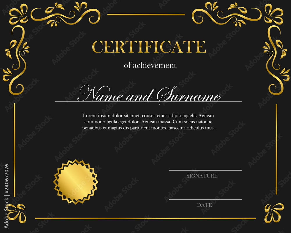 Creative certificate, diploma. Frame for diploma, certificate. Certificate template with elegant