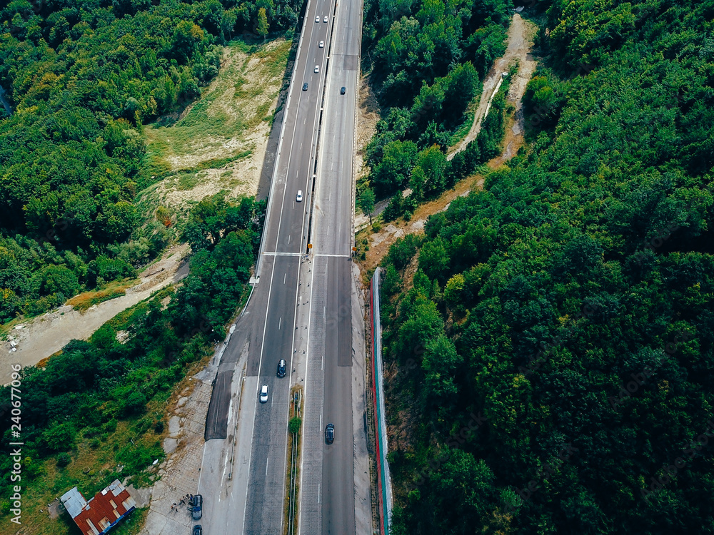 Aerial view of the road in the mountains Aerial view of the road in the mountains