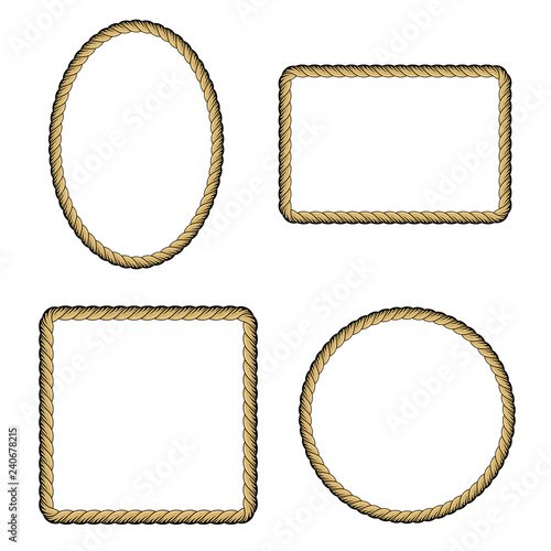 Set of square and round frames of ropes