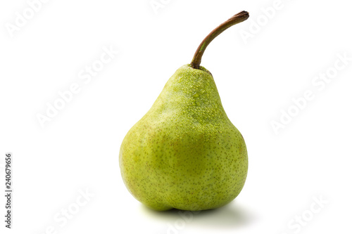 Quadro em tela Juicy green packham pear on white with drops.